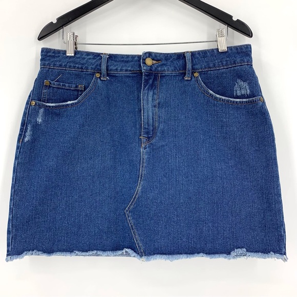 Roxy Icon Blue Denim Raw Edge Mini Skirt, XL - Picture 10 of 16